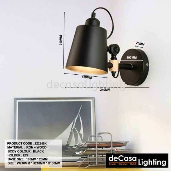 VINTAGE INDUSTRIAL WALL LIGHT (2222-BK) Loft Nordic Wall Light WALL LIGHT Selangor, Kuala Lumpur (KL), Puchong, Malaysia Supplier, Suppliers, Supply, Supplies | Decasa Lighting Sdn Bhd