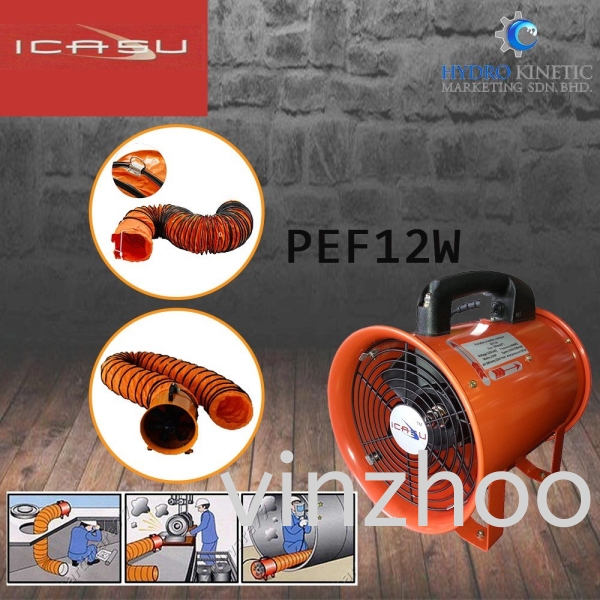 Icasu PEF12W 520W (12") Portable Ventilation Fan Blower (with hose) Portable Ventilator Industrial Portable Ventilator Kuala Lumpur (KL), Malaysia, Selangor, Kepong Supplier, Suppliers, Supply, Supplies | Hydro Kinetic Marketing Sdn. Bhd.