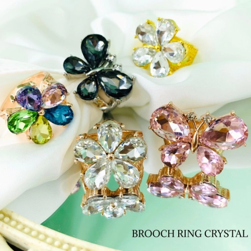 Elegant Brooch 1pc Premium Fesyen Kerongsang Cincin Tudung Brooch Ring Crystal Butterfly / Flower R3237