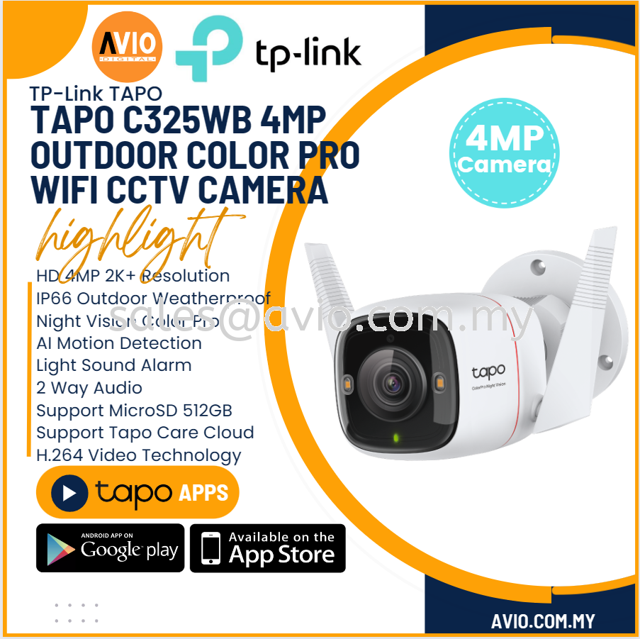 Tapo C325WB Outdoor Security Camera 2K QHD, ColorPro Night Vision