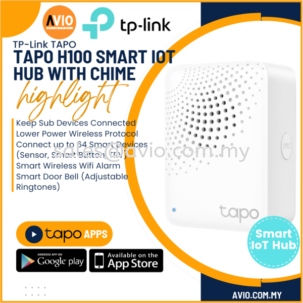 TP-LINK Tplink Smart IoT Hub Chime Remote Control Tapo App Adjustable Audio Alarm 19 Ringtones max 64 Devices Tapo H100 TAPO TP-LINK Johor Bahru (JB), Kempas, Johor Jaya Supplier, Suppliers, Supply, Supplies | Avio Digital