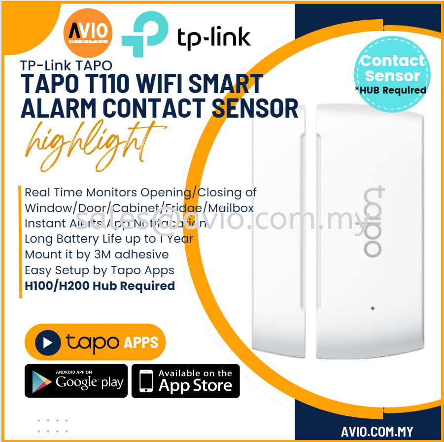 TP-LINK Tplink Smart Door Window Sensor Open Detection Tapo Smart App Tapo  IoT Hub Required