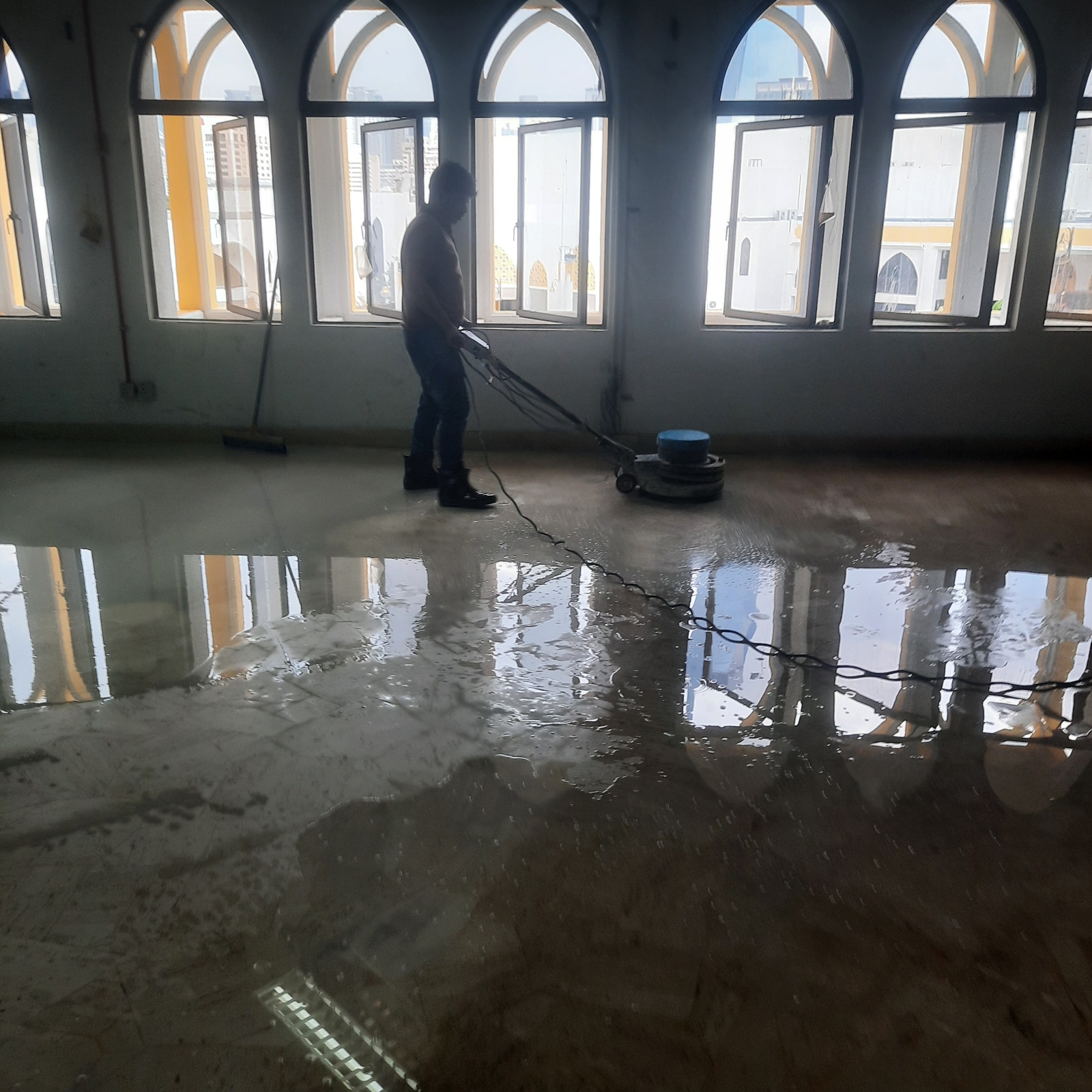 Floor Cleaning and Polishing at Bangunan TV Alhijrah