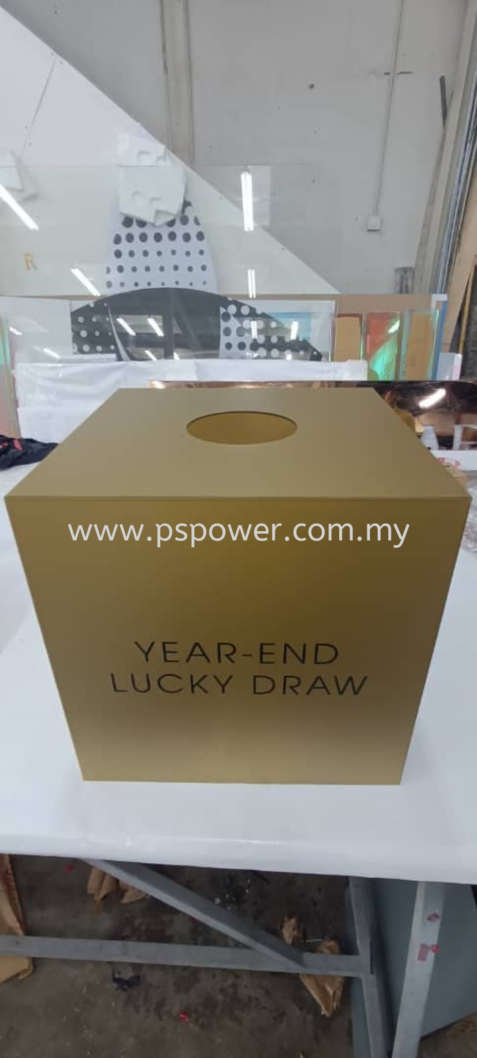 Year end lucky draw acrylic box with custom colour