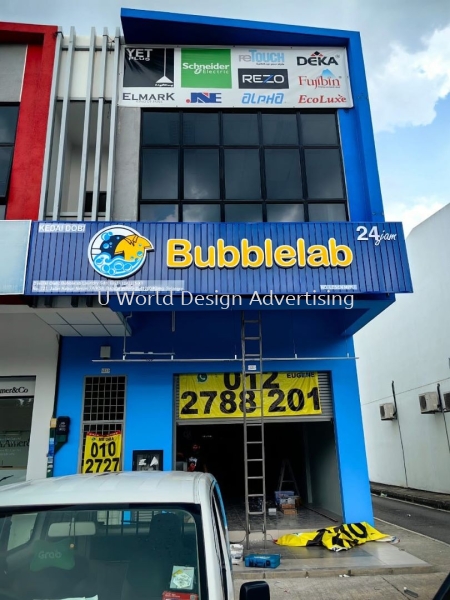 3D BOX UP FRONTLIT SIGNBOARD WITH ALUMINIUM STRIP CEILING BASE AT BUBBLELAB KLANG, SHAH ALAM, PUCHONG, CYBERJAYA, DAMANSARA, SUBANG JAYA, PJ, CHERAS, AMPANG, ALAM DAMAI, KL, PUTRAJAYA, ABADI HEIGHT 3D BOX UP WITH ALUMINIUM CEILING TRIM CASING BASE SIGNBOARD Malaysia, Selangor, Klang, Kuala Lumpur (KL) Manufacturer, Supplier, Supply, Supplies | U World Design Advertising