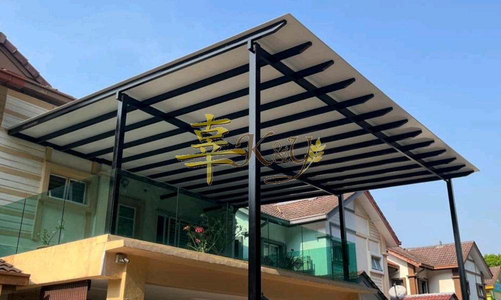 Mild Steel Aluminium Composite Panel (ACP 4mm) Pergola Roof Awning - Frame Ms 1 1/2x3(1.6) or 2x4(1.6) Hollow , Bean 2x5(1.9/2.3) Hollow, Pillar 4x4(1.9)Hollow 