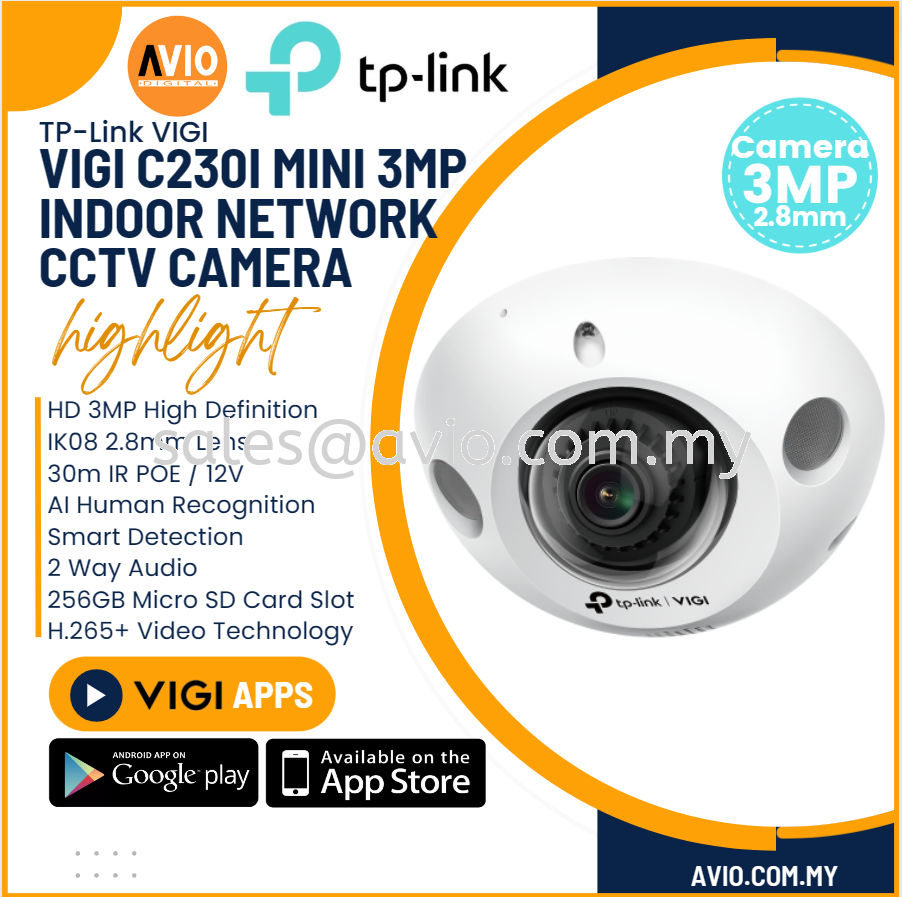 TP-LINK Tplink 3MP 3 Megapixel IP Network Mini Dome CCTV Camera