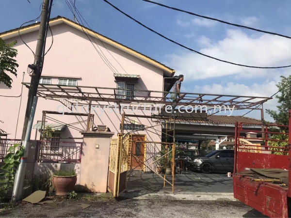 Progress done:To dismantle old panel,supply and install new polycarbonate hollow panel awning - Klang Polycarbonate Skylight & Roofing Selangor, Malaysia, Kuala Lumpur (KL), Shah Alam Supplier, Suppliers, Supply, Supplies | GALAXY STRUCTURE & ENGINEERING SDN BHD