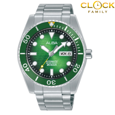 Alba Automatic Dial Green Silver Stainless Steel Band Men Watch Y676-X047