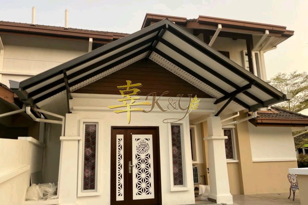 Mild Steel Aluminium Composite Panel (ACP 4mm) Pergola Roof Awning(OVERLAP)- Frame Ms 1 1/2x3(1.6) or 2x4(1.6) Hollow , Bean 2x5(1.9/2.3) Hollow, Pillar Arm 1 1/2x3(1.6)Hollow 