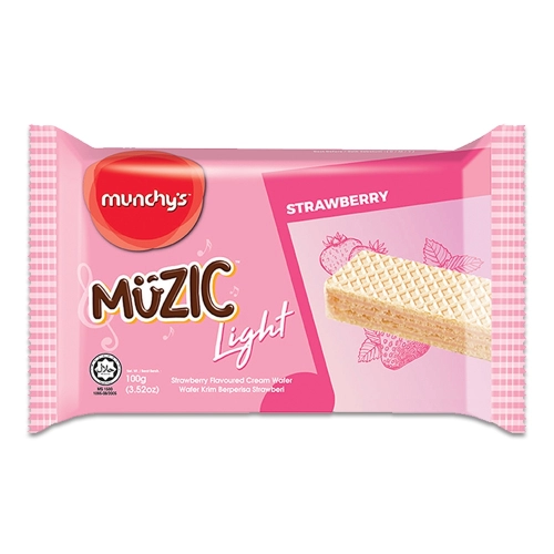 Munchy's Muzic Light Strawberry Flavoured Cream Wafer 100g