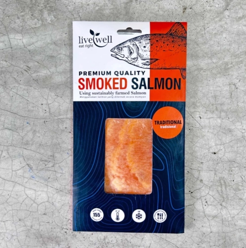 Live Well Eat Right Premium Quality Smoked Traditional Salmon Slice 75g