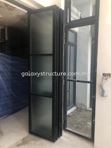 Final progress:To fabrication and install new powder coated folding sliding door grille with special normal glass and key lock - K.L Pintu Grill Selangor, Malaysia, Kuala Lumpur (KL), Shah Alam Supplier, Suppliers, Supply, Supplies | GALAXY STRUCTURE & ENGINEERING SDN BHD
