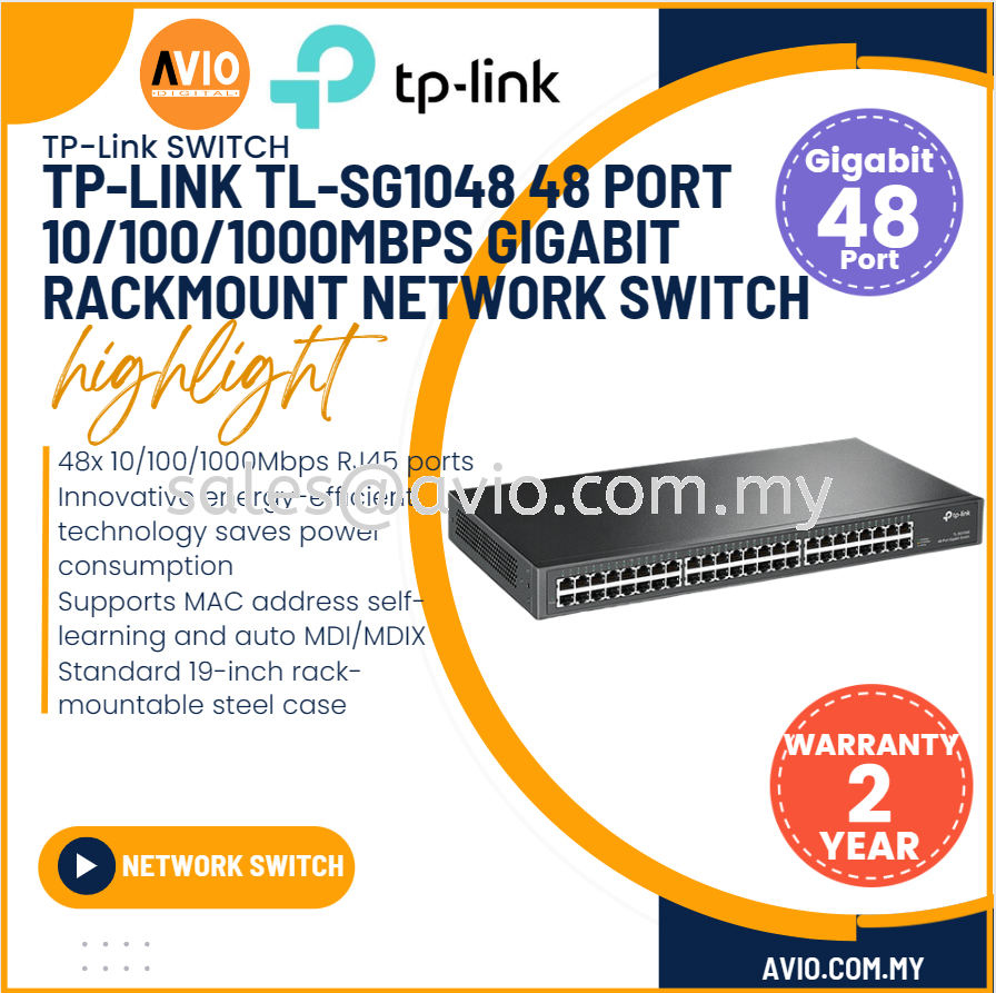 TP-LINK Tplink 48 Port Ports Gigabit 19Inch LAN Metal Network Mountable Ethernet RJ45 Rack Switch