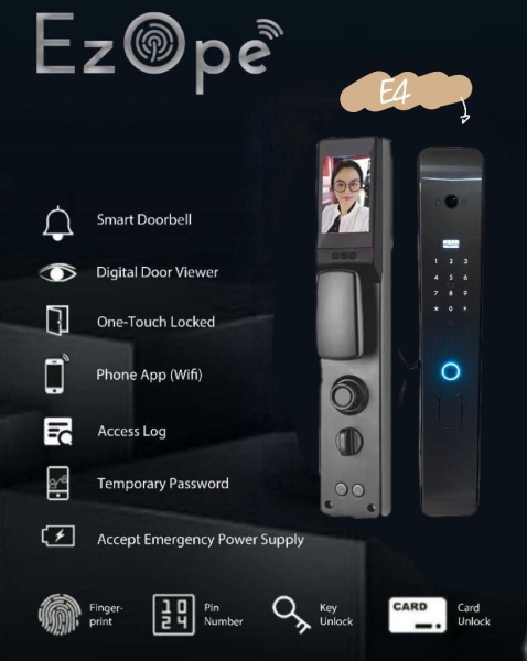 EzOpe E4 Smart Lock Smart Lock Johor Bahru (JB), Malaysia Services, Supplier, Specialist, Expert | Mr Silverkey Locksmith