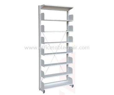 LIBRARY SHELVING SINGLE SIDED WITHOUT SIDE PANEL AND 7 SHELVING A317-W