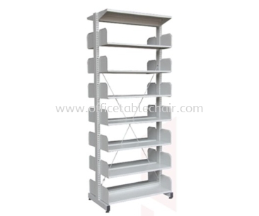 LIBRARY SHELVING DOUBLE SIDED WITHOUT SIDE PANEL AND 7 SHELVING A327-W