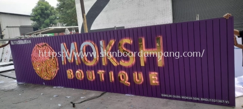 Moksh Boutique - Outdoor 3d led stainless steel gold mirror backlit signage - Klang - Indian type signage 