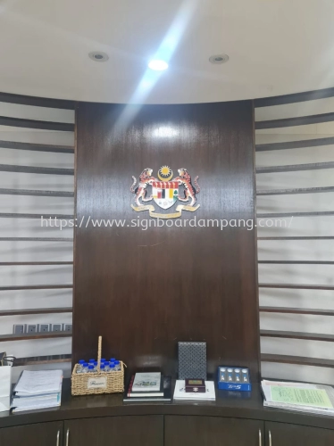 Pejabat Ketua Setiausaha Kementerian Kerja Raya Malaysia - Indoor 3d stainless steel silver engraving signagag - Government of malaysia logo - Kampung Padang Jawa 