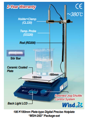 Daihan Digital Hotplate Stirrer MSH-20D set