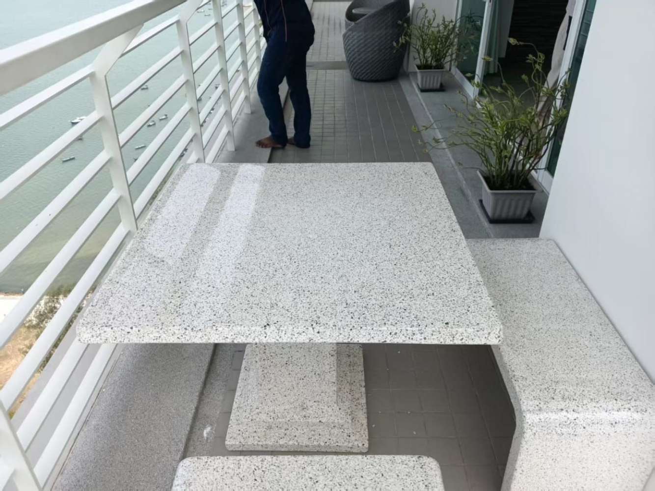 Terrazzo Outdoor Table & Bench Set Malaysia | Heavy Duty Balcony, Condo & Seaside Furniture (Penang) | Deliver Tanjung Tokong, Andaman, Straits Quay, Queensbay Area,Georgetown, Jelutong