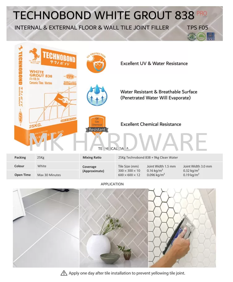 TECHNOBOND WHITE GROUT 838