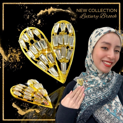 1pc [FREE BOX] Luxury Brooch European Crystals Kerongsang Bahu Kristal Mewah Hijab Pin Tudung Muslimah B3242