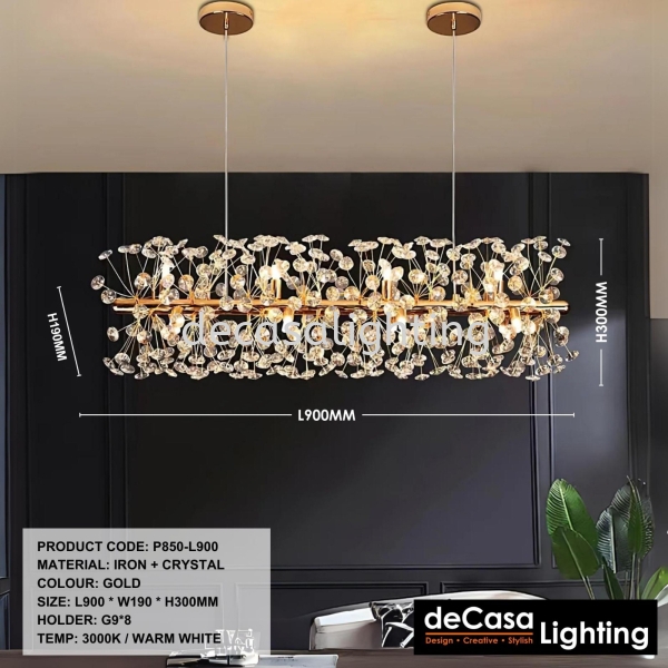 CRYSTAL DINING PENDANT LIGHT (P850-L900) Crystal Pendant Light  PENDANT LIGHT Selangor, Kuala Lumpur (KL), Puchong, Malaysia Supplier, Suppliers, Supply, Supplies | Decasa Lighting Sdn Bhd