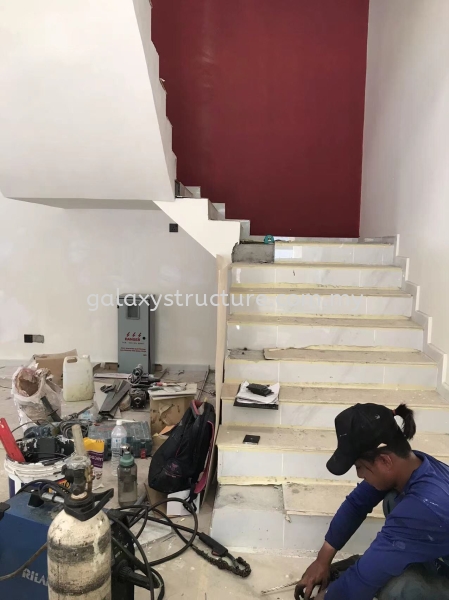 Progress done:1)To fabrication and install new custom make special design powder coated black Matt color mild steel staircase railing without wood handle - Cheras Staircase Selangor, Malaysia, Kuala Lumpur (KL), Shah Alam Supplier, Suppliers, Supply, Supplies | GALAXY STRUCTURE & ENGINEERING SDN BHD