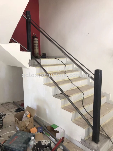 Progress done:1)To fabrication and install new custom make special design powder coated black Matt color mild steel staircase railing without wood handle - Cheras Staircase Selangor, Malaysia, Kuala Lumpur (KL), Shah Alam Supplier, Suppliers, Supply, Supplies | GALAXY STRUCTURE & ENGINEERING SDN BHD