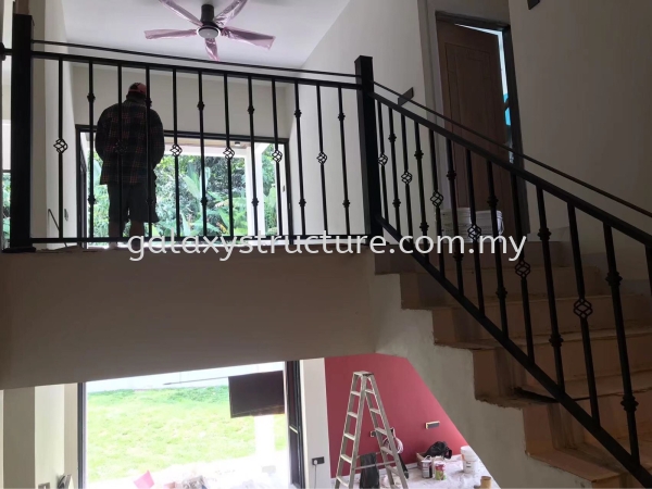 Progress done:1)To fabrication and install new custom make special design powder coated black Matt color mild steel staircase railing without wood handle - Cheras Staircase Selangor, Malaysia, Kuala Lumpur (KL), Shah Alam Supplier, Suppliers, Supply, Supplies | GALAXY STRUCTURE & ENGINEERING SDN BHD