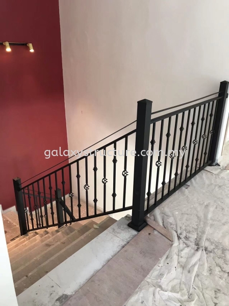 Progress done:1)To fabrication and install new custom make special design powder coated black Matt color mild steel staircase railing without wood handle - Cheras Staircase Selangor, Malaysia, Kuala Lumpur (KL), Shah Alam Supplier, Suppliers, Supply, Supplies | GALAXY STRUCTURE & ENGINEERING SDN BHD