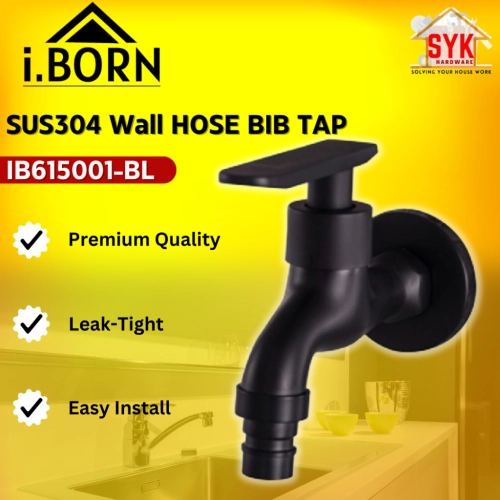 SYK IBORN IB615001-BL SUS304 Hose Bib Wall Tap Kitchen Bathroom Sink Water Tap Kepala Paip Air Dapur Sink