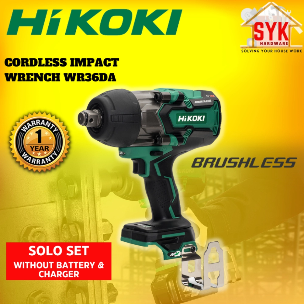 SYK(Free Shipping)Hikoki WR36DA Cordless Brushless Impact Wrench Solo Machine Battery Power Tools Mesin Impact Bateri