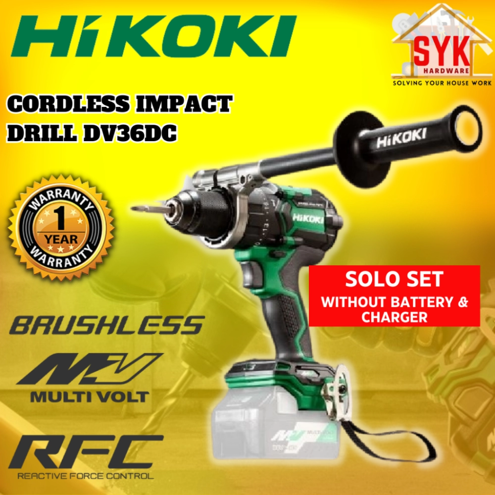 SYK(Free Shipping)Hikoki DV36DC Cordless Brushless Impact Drill Solo Machine Power Tools Drilling Wood Mesin Gerudi Kayu