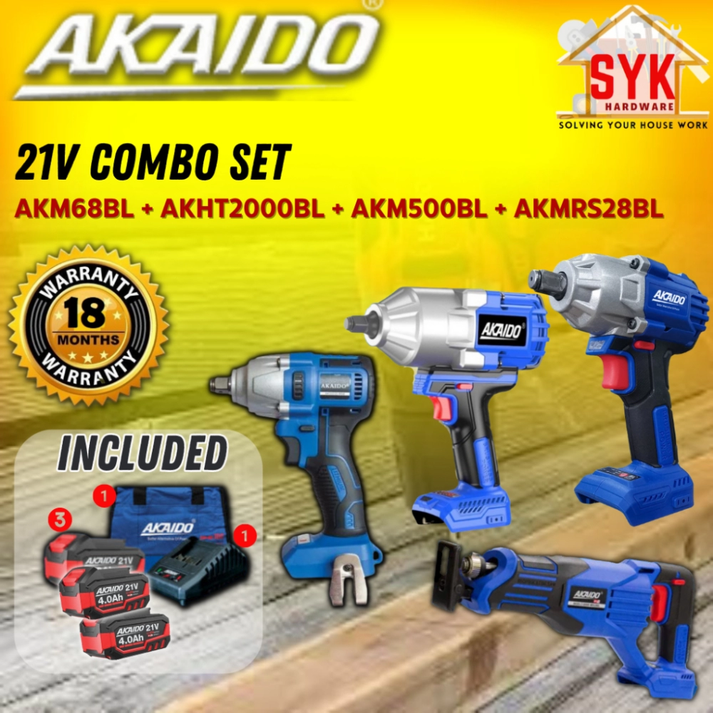 SYK Akaido AKM68BL AKHT2000BL AKM500BL AKMRS28BL Combo Set Cordless Impact Wrench Reciprocating Saw Power Tools