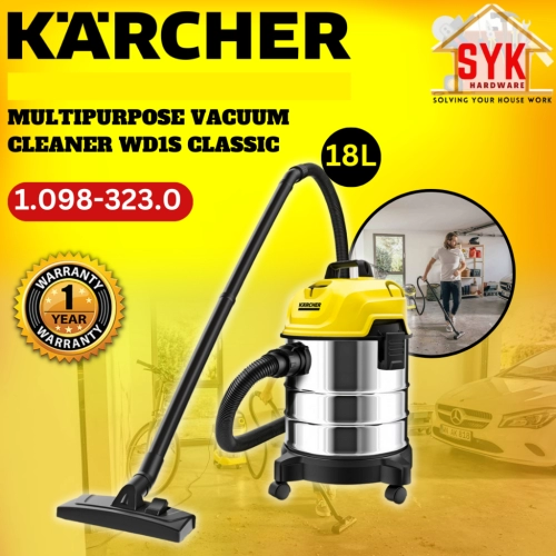 SYK(FREE SHIPPING)Karcher WD1S 18L Classic Vacuum Cleaner Wet & Dry Home Appliances Mesin Vakum Penyedut Habuk 1098-3230