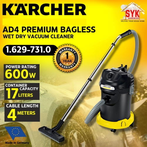 SYK(FREE SHIPPING)KARCHER AD4 Premium 16297310 600W 17L Electric Wet Dry Vacuum Cleaner Home Appliance Corded Vacuum