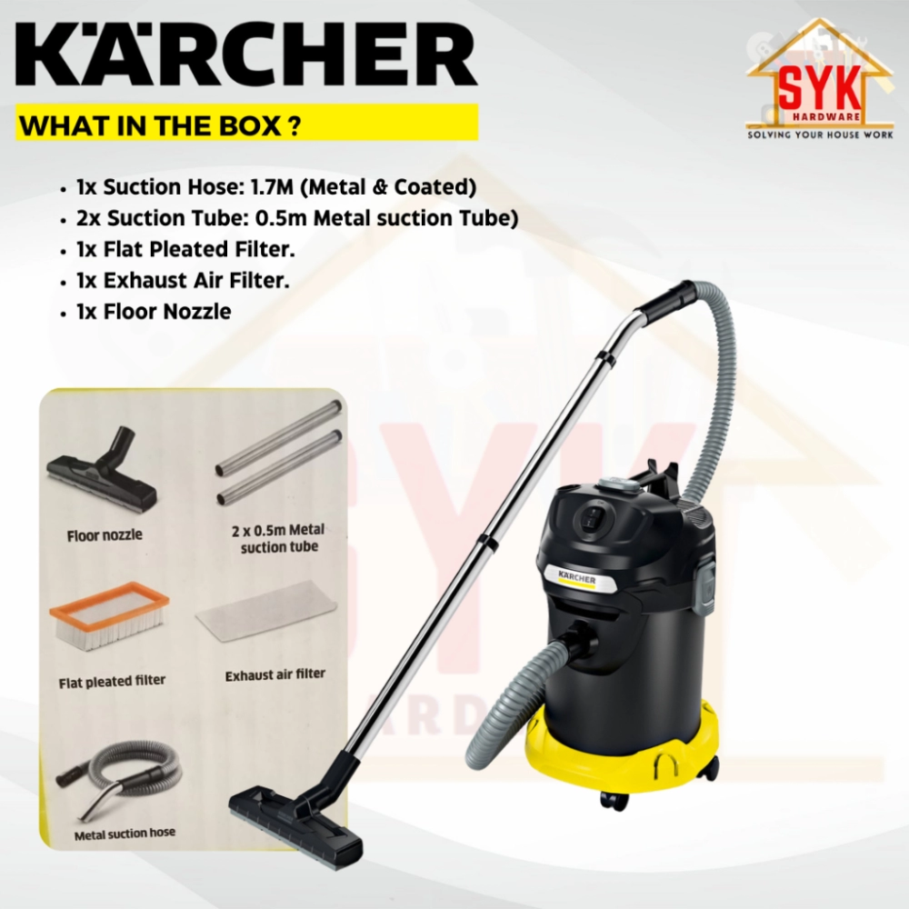Karcher AD4 Premium Ash & Dry Bagless Vacuum Cleaner ( 600W ) With 17L  Container ( 1.629-731.0 )