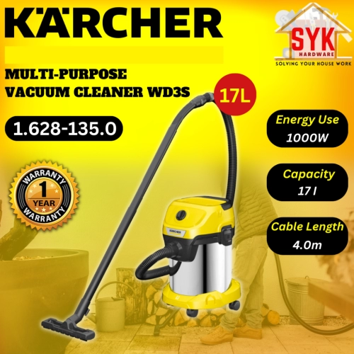 Karcher WD3 Wet & Dry Multipurpose Vacuum Cleaner (1000W/17L)