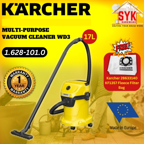 SYK Karcher WD3 17L Multipurpose Vacuum Cleaner Home Appliances Mesin Vakum Penyedut Habuk Free Gift 16281010