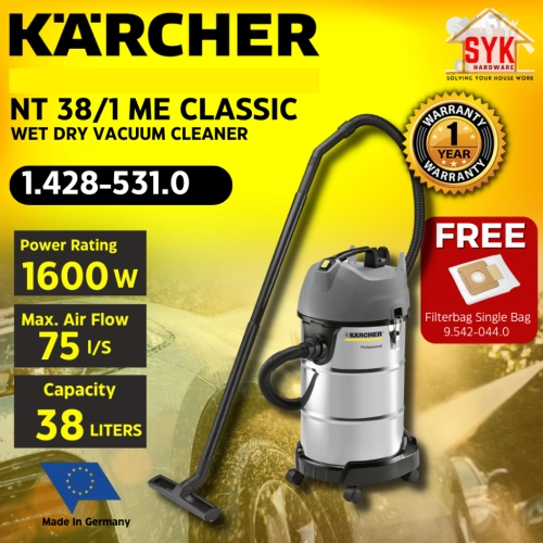 SYK KARCHER NT38/1 ME CLASSIC 14285310 1500W 38L Electric Wet Dry Vacuum Cleaner Home Appliance Corded Vacuum FREE GIFT