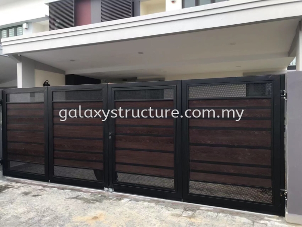 3)To demolish old gate,fabrication and install new Galvanized powder coated fold ing gate with aluminium plate,small door and key lock - Shah Alam Folding Gate  Gate Selangor, Malaysia, Kuala Lumpur (KL), Shah Alam Supplier, Suppliers, Supply, Supplies | GALAXY STRUCTURE & ENGINEERING SDN BHD