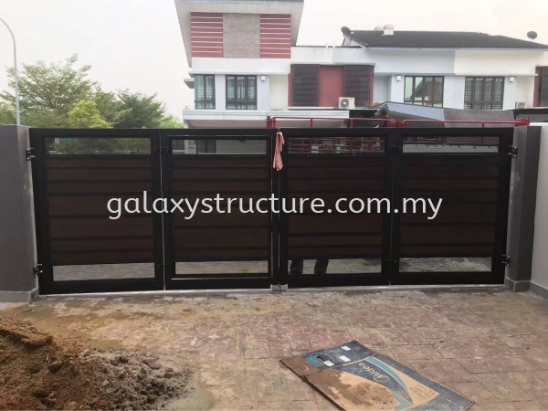 3)To demolish old gate,fabrication and install new Galvanized powder coated fold ing gate with aluminium plate,small door and key lock - Shah Alam Folding Gate  Gate Selangor, Malaysia, Kuala Lumpur (KL), Shah Alam Supplier, Suppliers, Supply, Supplies | GALAXY STRUCTURE & ENGINEERING SDN BHD