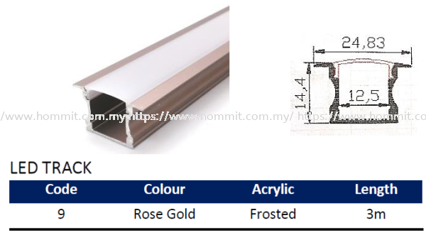 LED Track - Code 9 - Rose Gold LED Track Selangor, Malaysia, Kuala Lumpur (KL), Klang Supplier, Suppliers, Supply, Supplies | HOMMIT HARDWARE TRADING SDN. BHD.