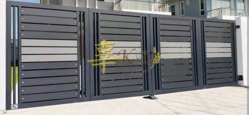 Mild Steel Main Gate (Folding/Swing)Bundle Aluminium Panel(Dark Grey/light Grey)