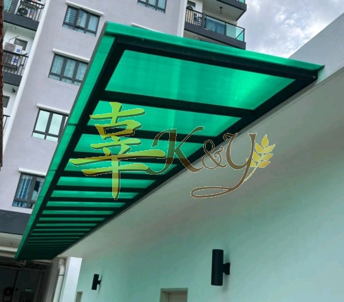 Mild Steel Polycarbonate Green Color (Hollow Serials 3mm) Skylight Awning - Frame Ms 1 1/2x1 1/2(1.2) Hollow 