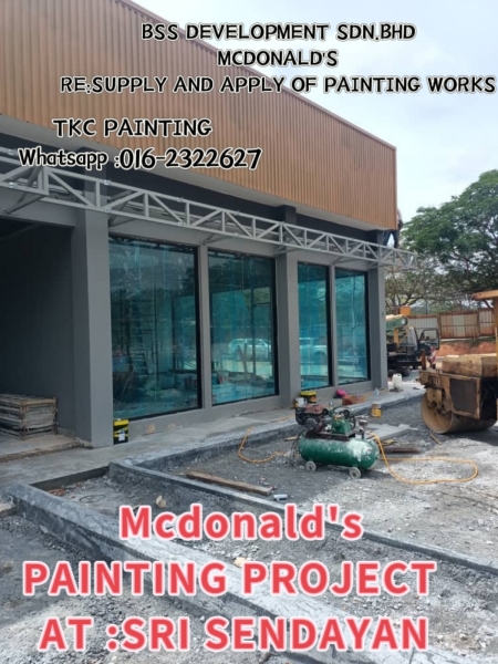 #Mcdonald 's -Painting Projects at Sri Sendayan   #Mcdonald's
PAINTING PROJECT  
AT :SRI SENDAYAN 
TKC PAINTING
BSS DEVELOPMENT SDN.BHD
MCDONALD'S
We SUPPLY AND APPLY OF PAINTING WORKS TKC PAINTING /SITE PAINTING PROJECTS Negeri Sembilan, Port Dickson, Malaysia Service | TKC Painting Seremban Negeri Sembilan