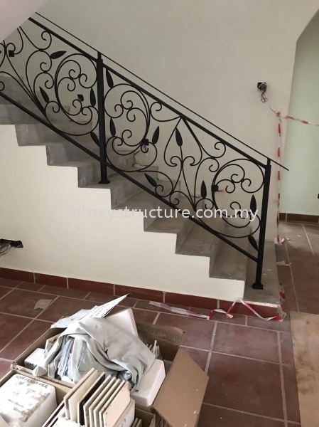 Second progress:1)To fabrication and install new custom make wrought iron powder coated staircase railing with wood handle 2)To fabrication and install new custom make wrought iron powder coated balcony /balustrade railing - Kajang Stairs Balcony Selangor, Malaysia, Kuala Lumpur (KL), Shah Alam Supplier, Suppliers, Supply, Supplies | GALAXY STRUCTURE & ENGINEERING SDN BHD