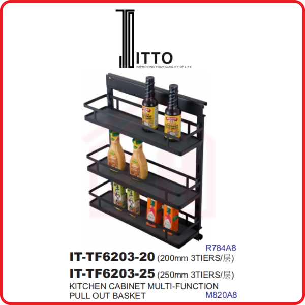 ITTO Kitchen Cabinet Multi-Function Pull Out Basket IT-TF6203-20 / 25 ITTO KITCHEN CABINET MULTI-FUNCTION PULL OUT BASKET KITCHEN ACCESSORIES KITCHEN Johor Bahru (JB), Kulai, Malaysia Supplier, Suppliers, Supply, Supplies | Zhin Heng Hardware & Trading Sdn Bhd